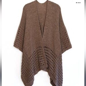 Do everything in love Cozy Brown Knit Women's kimono , Shaw, acrylic one size